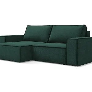 2-Sitzer Ecksofa mit Schlaffunktion - Ecke Links - Strukturstoff - Flaschengrün - KIMO Bestseller