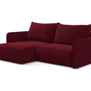 2,5-Sitzer Ecksofa mit Schlaffunktion - Ecke Links - Samt - Burgund - NANEA Finale Aktion