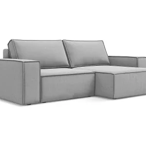 2-Sitzer Ecksofa mit Schlaffunktion - Ecke Rechts - Samt - Grau - KIMO Bestpreis