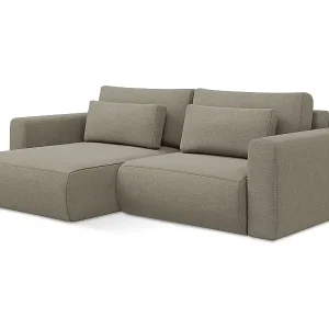 2-Sitzer Ecksofa mit Schlaffunktion - Ecke Links - Strukturstoff - Dunkelbeige - KAPUA Expressversand