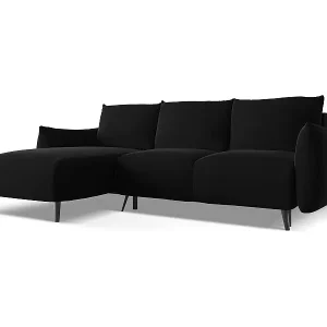 3-Sitzer Ecksofa mit Schlaffunktion - Ecke Links - Samt - Schwarz - MALIE Zertifiziert
