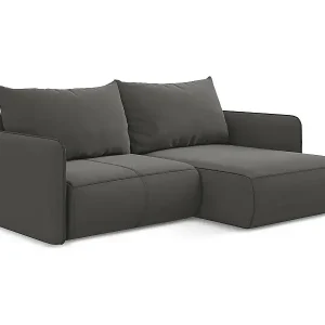 2,5-Sitzer Ecksofa mit Schlaffunktion - Ecke Rechts - Samt - Stahl - NANEA Online Kaufen