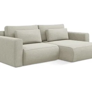2-Sitzer Ecksofa mit Schlaffunktion - Ecke Rechts - Strukturstoff - Hell beige - KAPUA Must-Have