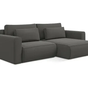 2-Sitzer Ecksofa mit Schlaffunktion - Ecke Rechts - Samt - Stahl - KAPUA Meistverkauft