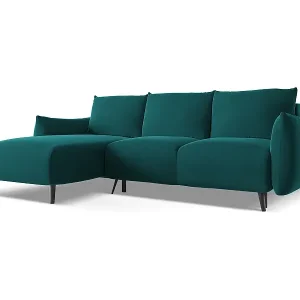 3-Sitzer Ecksofa mit Schlaffunktion - Ecke Links - Samt - Marine - MALIE Kostenfreie Lieferung