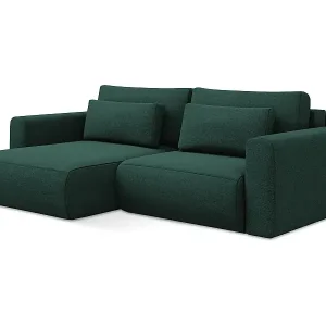 2-Sitzer Ecksofa mit Schlaffunktion - Ecke Links - Strukturstoff - Flaschengrün - KAPUA Nur Für Kurze Zeit