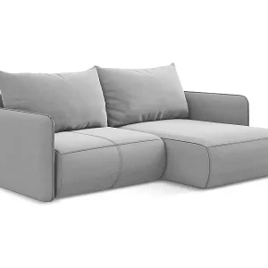 2,5-Sitzer Ecksofa mit Schlaffunktion - Ecke Rechts - Samt - Grau - NANEA Preisreduziert