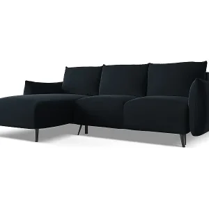 3-Sitzer Ecksofa mit Schlaffunktion - Ecke Links - Samt - Königsblau - MALIE Neue Ware