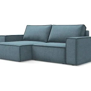 2-Sitzer Ecksofa mit Schlaffunktion - Ecke Links - Strukturstoff - Hellblau - KIMO Saisonangebot