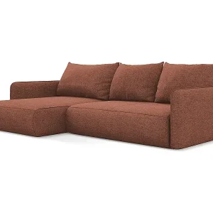 3-Sitzer Ecksofa mit Schlaffunktion - Ecke Links - Chenille - Gedämpftes Rosa - NANEA Preisknaller