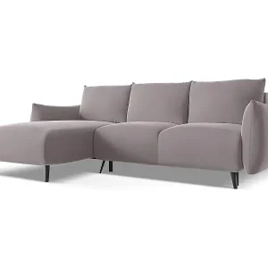 3-Sitzer Ecksofa mit Schlaffunktion - Ecke Links - Samt - Lavendel - MALIE Neuheit