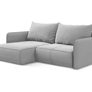 2,5-Sitzer Ecksofa mit Schlaffunktion - Ecke Links - Samt - Grau - NANEA Beliebt