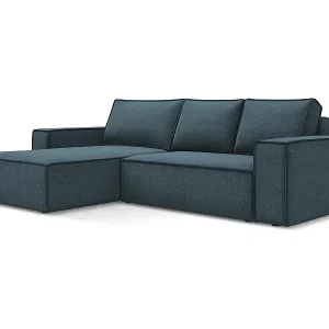 3-Sitzer Ecksofa mit Schlaffunktion - Ecke Links - Strukturstoff - Jeans - KIMO Must-Have