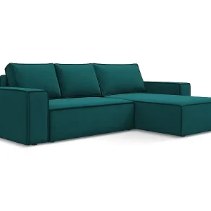 Abverkauf Ecksofa mit Schlaffunktion - Ecke Rechts - Samt - Marine - KIMO