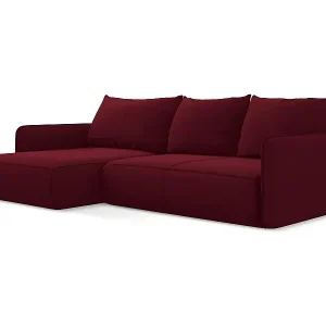 3-Sitzer Ecksofa mit Schlaffunktion - Ecke Links - Samt - Burgund - NANEA Billig