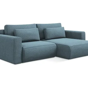2-Sitzer Ecksofa mit Schlaffunktion - Ecke Rechts - Strukturstoff - Hellblau - KAPUA Wochenendangebot