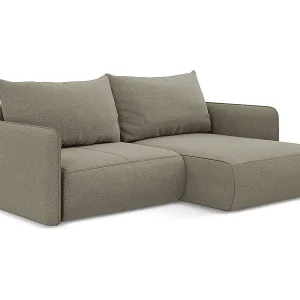 2,5-Sitzer Ecksofa mit Schlaffunktion - Ecke Rechts - Strukturstoff - Dunkelbeige - NANEA Meistverkauft