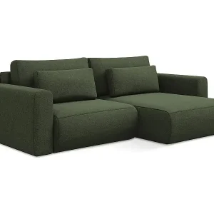 2-Sitzer Ecksofa mit Schlaffunktion - Ecke Rechts - Strukturstoff - Olive - KAPUA Direktkauf