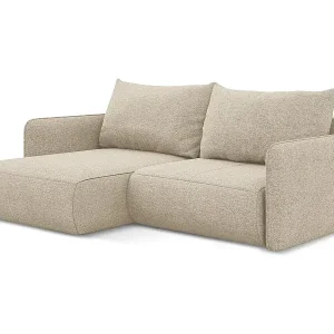 2,5-Sitzer Ecksofa mit Schlaffunktion - Ecke Links - Chenille - Dunkelbeige - NANEA Markenprodukt