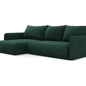 3-Sitzer Ecksofa mit Schlaffunktion - Ecke Links - Strukturstoff - Flaschengrün - NANEA Bestseller