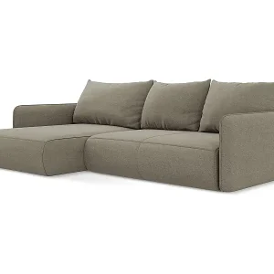 3-Sitzer Ecksofa mit Schlaffunktion - Ecke Links - Strukturstoff - Dunkelbeige - NANEA Finale Aktion