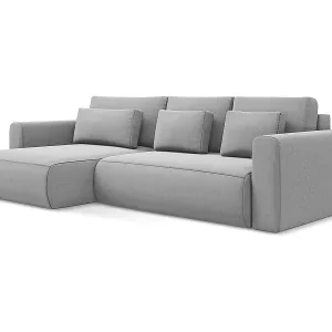 3-Sitzer Ecksofa mit Schlaffunktion - Ecke Links - Samt - Grau - KAPUA Kostenloser Versand