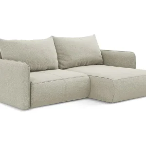 2,5-Sitzer Ecksofa mit Schlaffunktion - Ecke Rechts - Strukturstoff - Hell beige - NANEA Schnäppchen