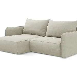2,5-Sitzer Ecksofa mit Schlaffunktion - Ecke Links - Strukturstoff - Hell beige - NANEA Beliebt