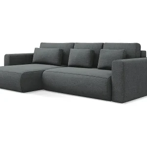3-Sitzer Ecksofa mit Schlaffunktion - Ecke Links - Strukturstoff - Grau - KAPUA Heißes Angebot