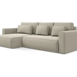 3-Sitzer Ecksofa mit Schlaffunktion - Ecke Links - Samt - Perle - KAPUA Preisreduziert