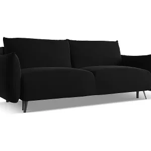 3-Sitzer Sofa mit Schlaffunktion - - Samt - Schwarz - MALIE Meistverkauft