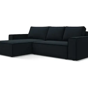 3-Sitzer Ecksofa mit Schlaffunktion - Ecke Links - Samt - Königsblau - KIMO Beliebt