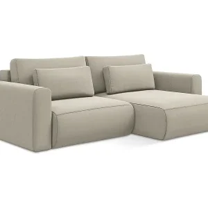 2-Sitzer Ecksofa mit Schlaffunktion - Ecke Rechts - Samt - Perle - KAPUA Günstig