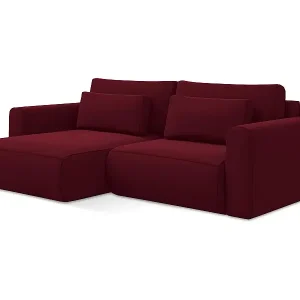 2-Sitzer Ecksofa mit Schlaffunktion - Ecke Links - Samt - Burgund - KAPUA Knallerangebot