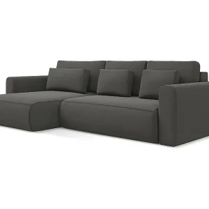 3-Sitzer Ecksofa mit Schlaffunktion - Ecke Links - Samt - Stahl - KAPUA Abverkauf
