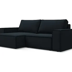 2-Sitzer Ecksofa mit Schlaffunktion - Ecke Links - Samt - Königsblau - KIMO Ausverkauf