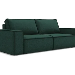 3-Sitzer Sofa mit Schlaffunktion - - Strukturstoff - Flaschengrün - KIMO Sonderangebot