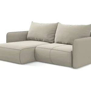 2,5-Sitzer Ecksofa mit Schlaffunktion - Ecke Links - Samt - Perle - NANEA Billig