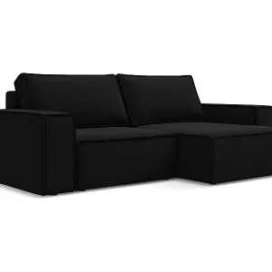 2-Sitzer Ecksofa mit Schlaffunktion - Ecke Rechts - Samt - Schwarz - KIMO Jetzt Kaufen