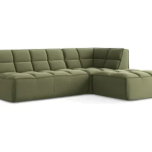 4-Sitzer Modulares Ecksofa - Ecke Rechts - Samt - Olive - KALAI Must-Have