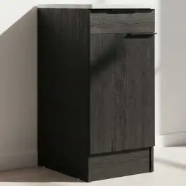 Küchenunterschrank Anna - 40x60x87cm - 1 Tür und 1 Schublade - Eiche schwarz Dekor/weißer Stein Markenprodukt