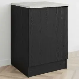 Top-Seller Küchenunterschrank Anna - 60x60x87cm - 1 Tür - Eiche schwarz Dekor/weißer Stein