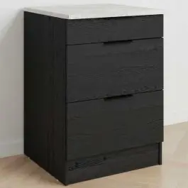 Küchenunterschrank Anna - 60x60x87cm - 3 Schubladen - Eiche schwarz Dekor/weißer Stein Top-Preis