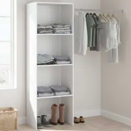 Kleiderschrank Botan B - 160cm, 3 Einlegeböden und 1 Kleiderstange - weiß Preis Gesenkt