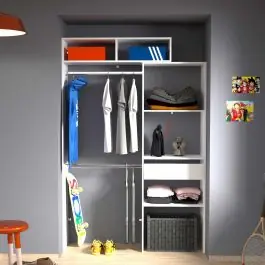 Verstellbarer Kleiderschrank Exto - 2 Kleiderstangen, 1 Schublade, 4 Einlegeböden - weiß Mega-Angebot