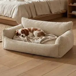 Top-Angebot Hundebett Punch - 85x66x29cm - Rippensamt - creme