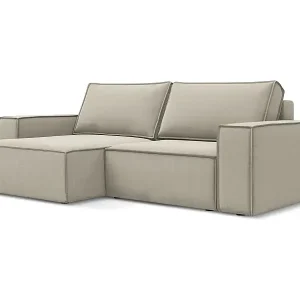 2-Sitzer Ecksofa mit Schlaffunktion - Ecke Links - Samt - Perle - KIMO Kostenloser Versand