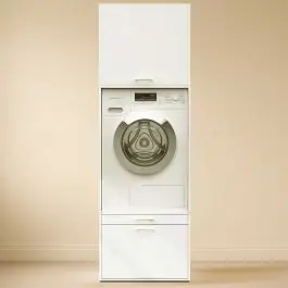 Waschmaschinenschrank Linea - 66x67x200cm - 1 Tür und 1 Schublade - weiß Kostenloser Versand