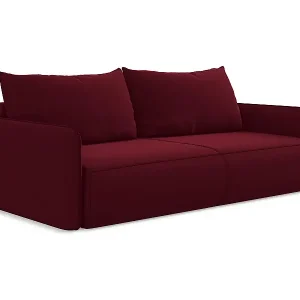 Abverkauf 3-Sitzer Sofa mit Schlaffunktion - - Samt - Burgund - NANEA