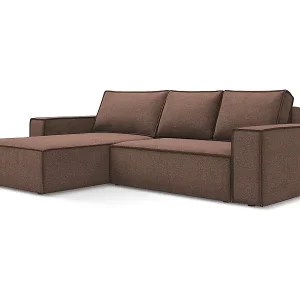 3-Sitzer Ecksofa mit Schlaffunktion - Ecke Links - Strukturstoff - Puderrosa - KIMO Garantierte Lieferung